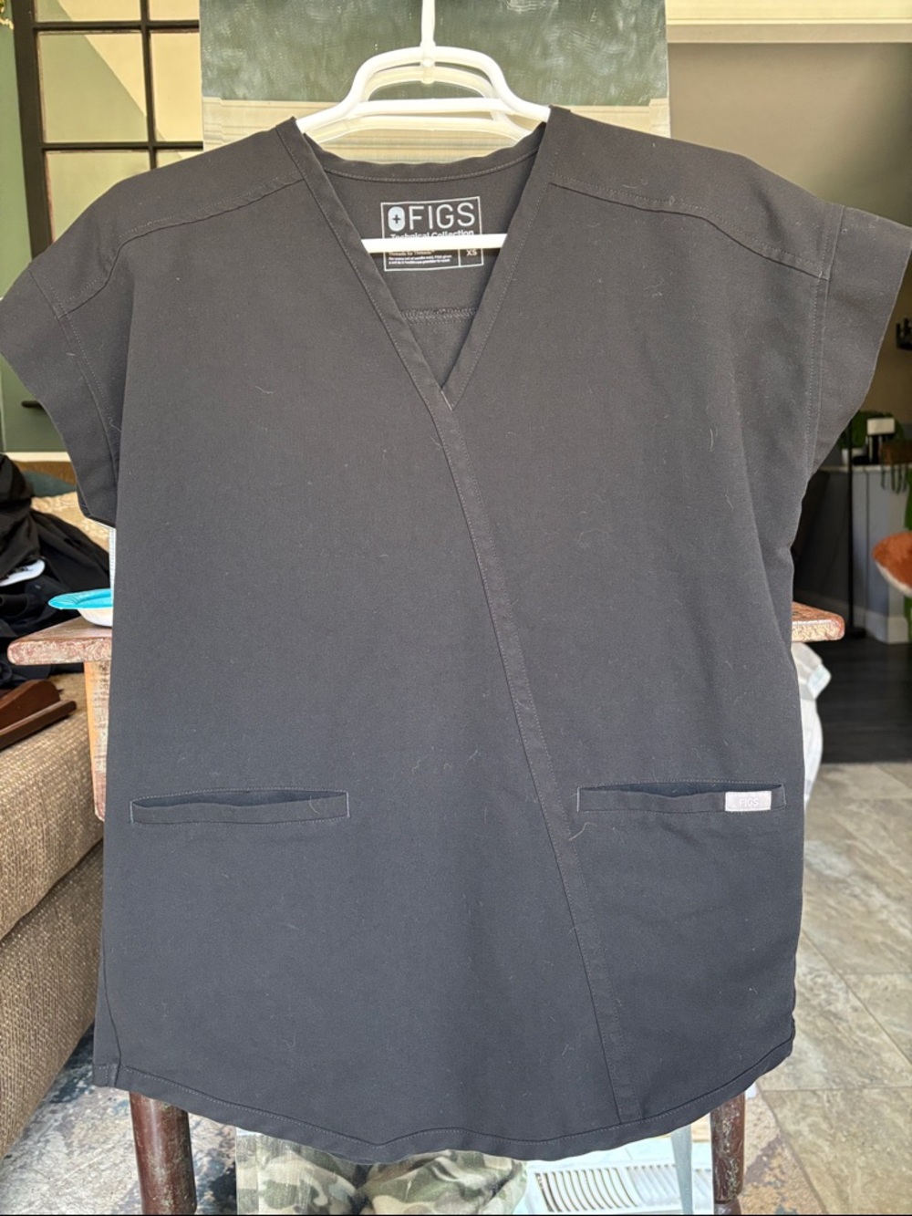 Scrubs: Figs Black Women's Wrap-Style Medical Scrub Top